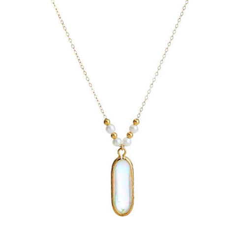 14K gold filled jewelry natural pearls and opal pendant necklaces for women